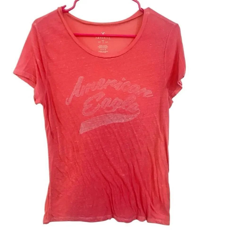 American Eagle, favorite tee medium, pink, short sleeve, thin, see-through Y2K i